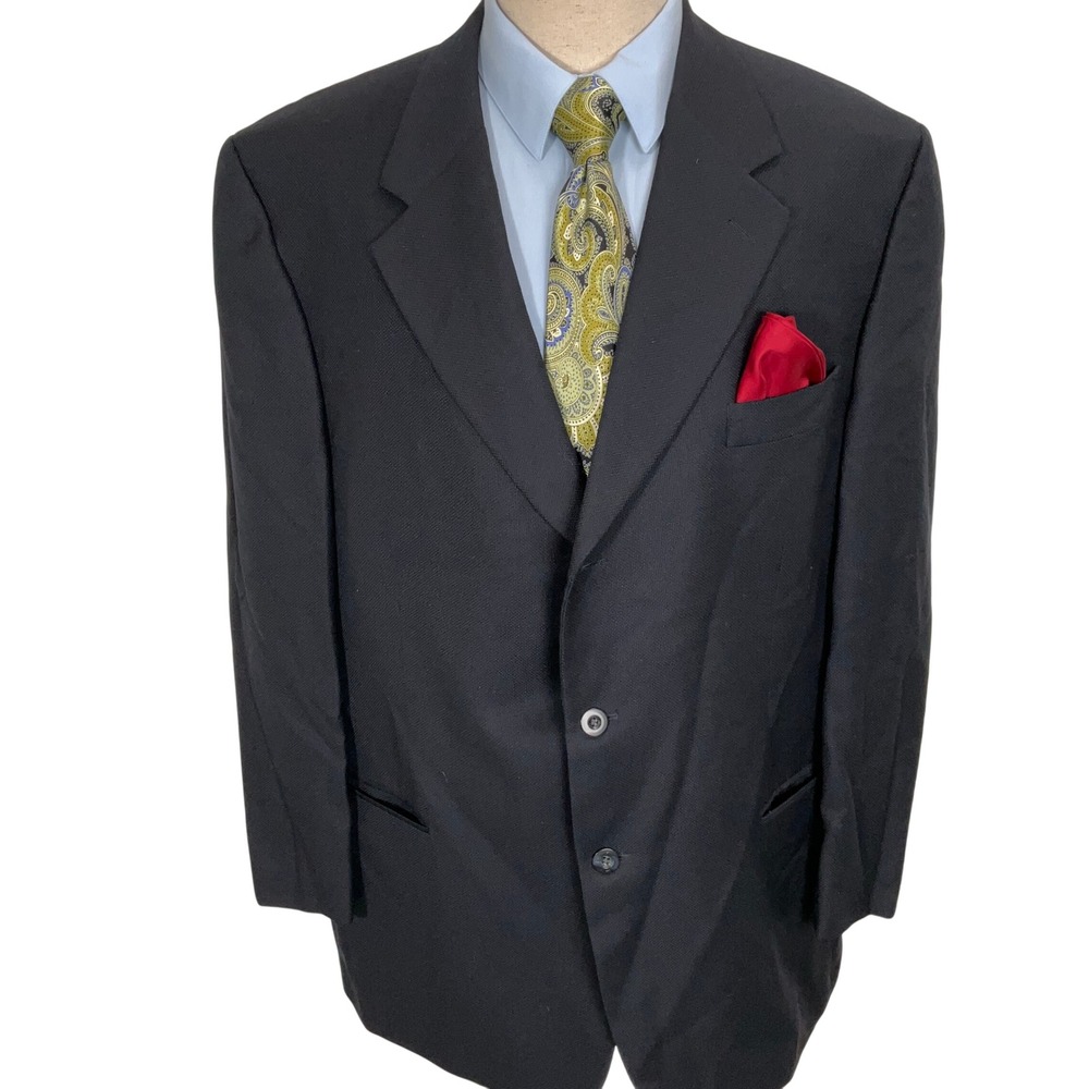 John W Nordstrom Blazer Men 48L Black Red Pocket Square Wool Sport Jacket Canada